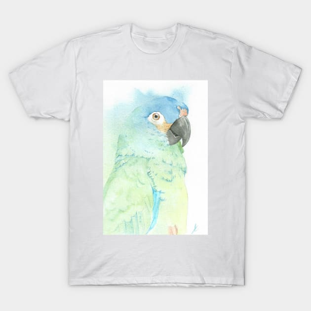 blue-winged macaw parrot portrait watercolor painting tropical pet T-Shirt by Oranjade0122